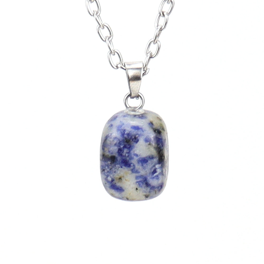 Crystal Tumbled Stones Pendant Necklaces GEMROCKY-Jewelry-Blue Spot Stone-