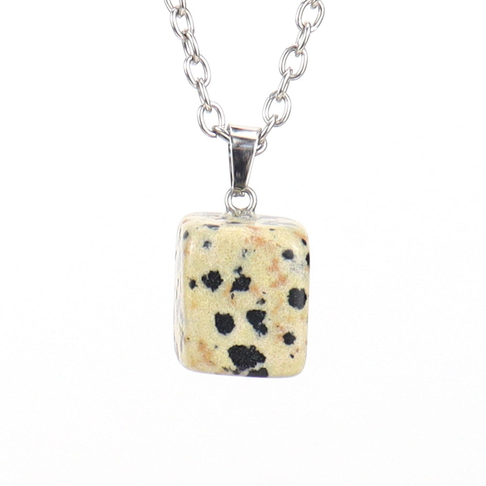 Crystal Tumbled Stones Pendant Necklaces GEMROCKY-Jewelry-Dalmatian Jasper-