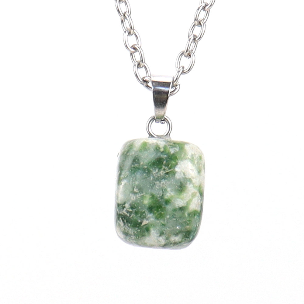 Crystal Tumbled Stones Pendant Necklaces GEMROCKY-Jewelry-Green Spot Stone-