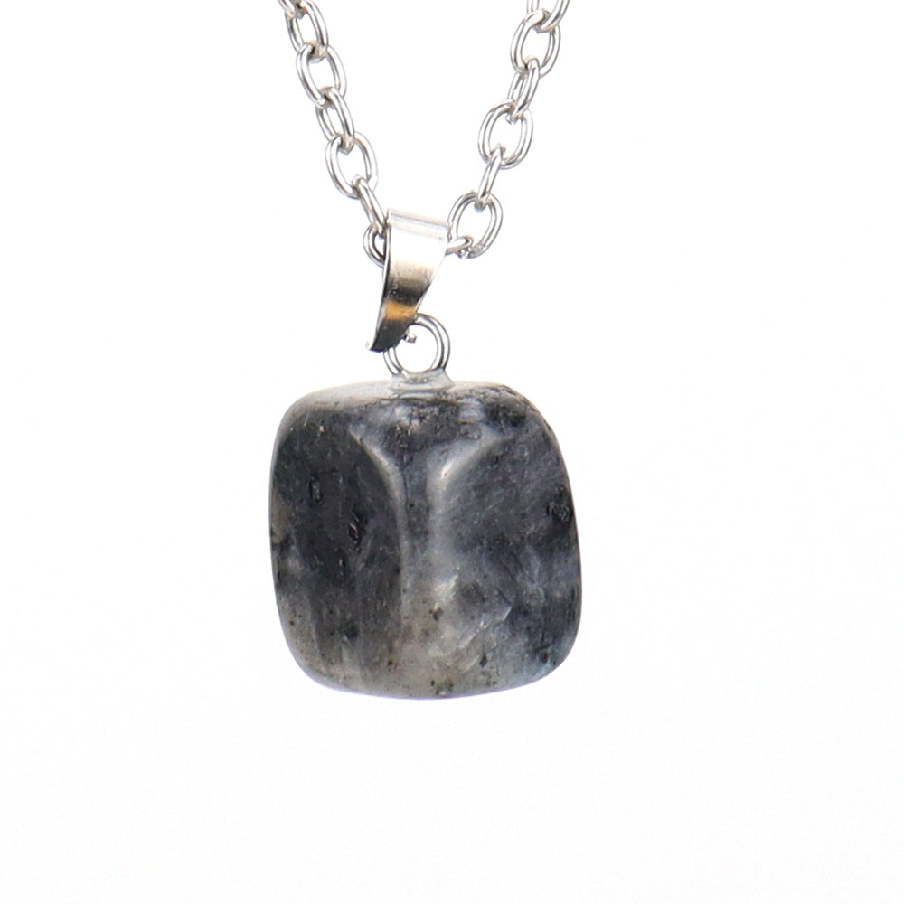 Crystal Tumbled Stones Pendant Necklaces GEMROCKY-Jewelry-Larvikite-