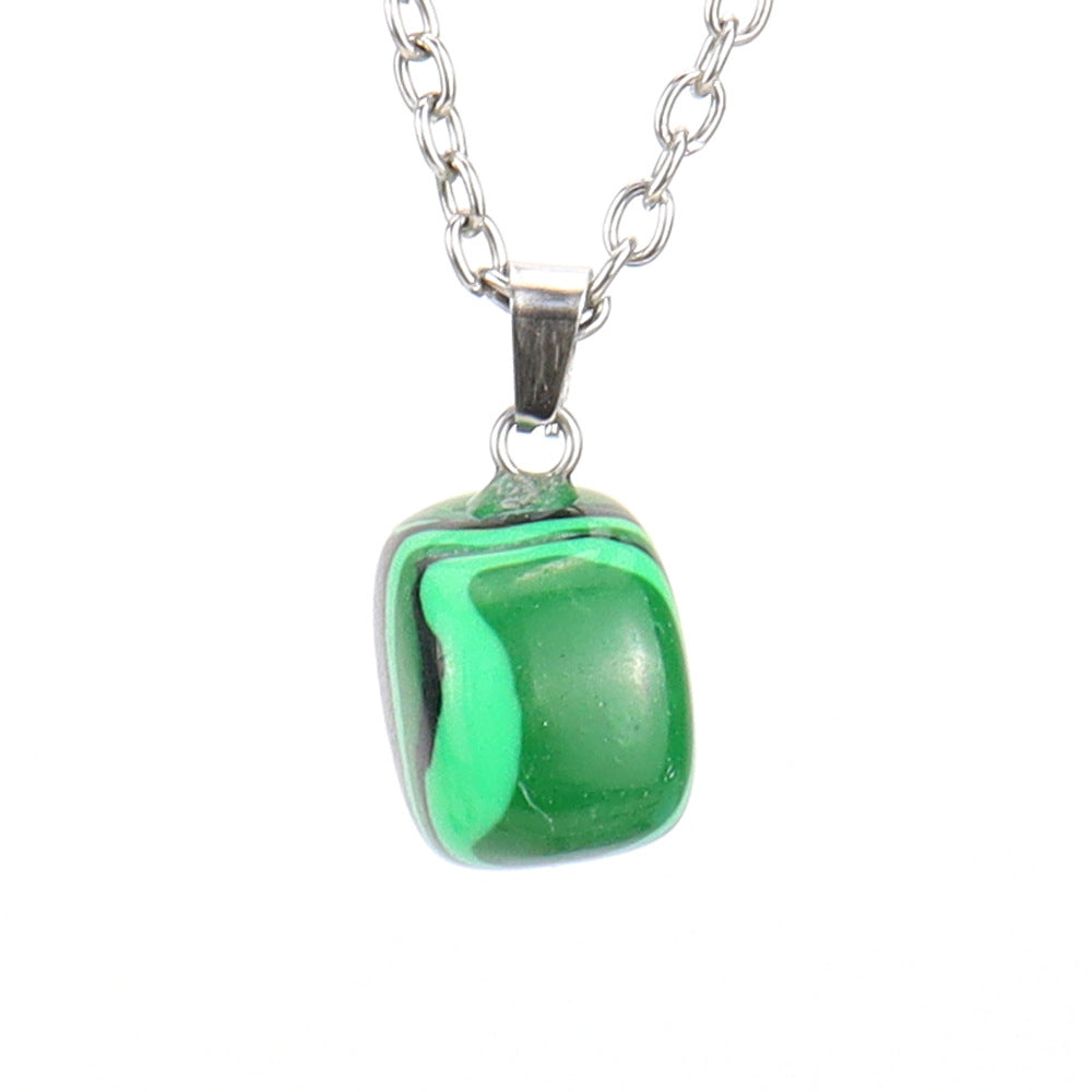 Crystal Tumbled Stones Pendant Necklaces GEMROCKY-Jewelry-Malachite-