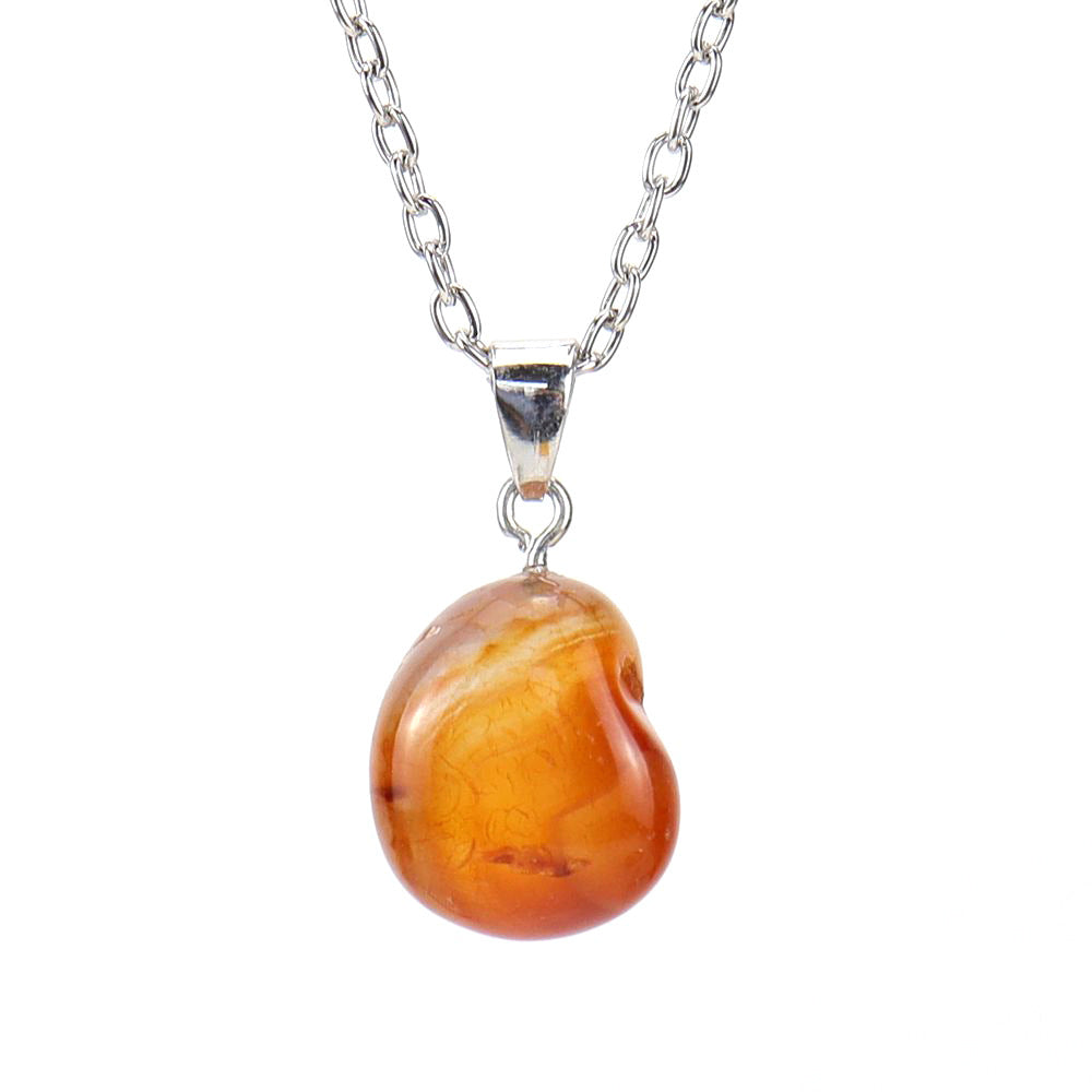 Crystal Tumbled Stones Pendant Necklaces GEMROCKY-Jewelry-Red Agate-