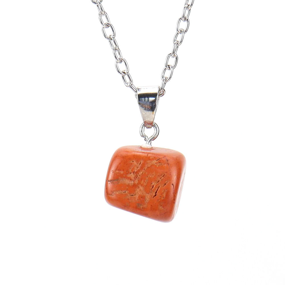 Crystal Tumbled Stones Pendant Necklaces GEMROCKY-Jewelry-Red Jasper-