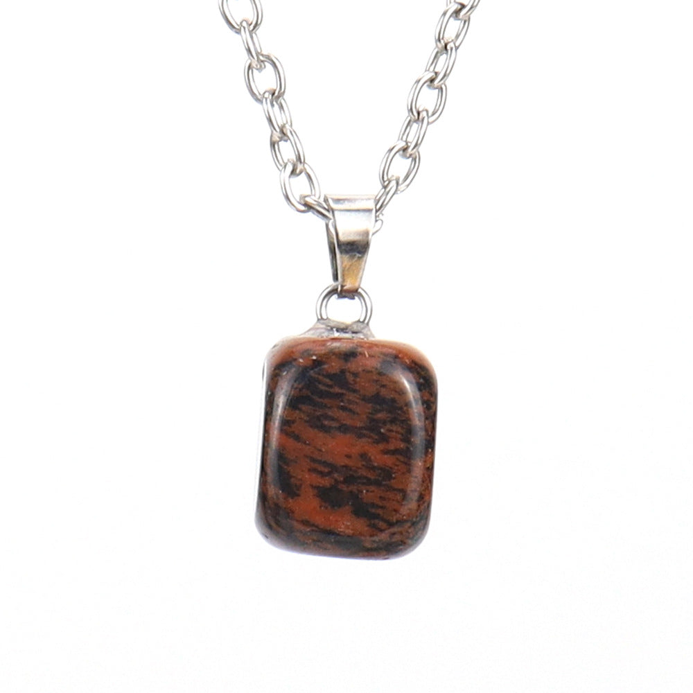 Crystal Tumbled Stones Pendant Necklaces GEMROCKY-Jewelry-Red Obsidian-