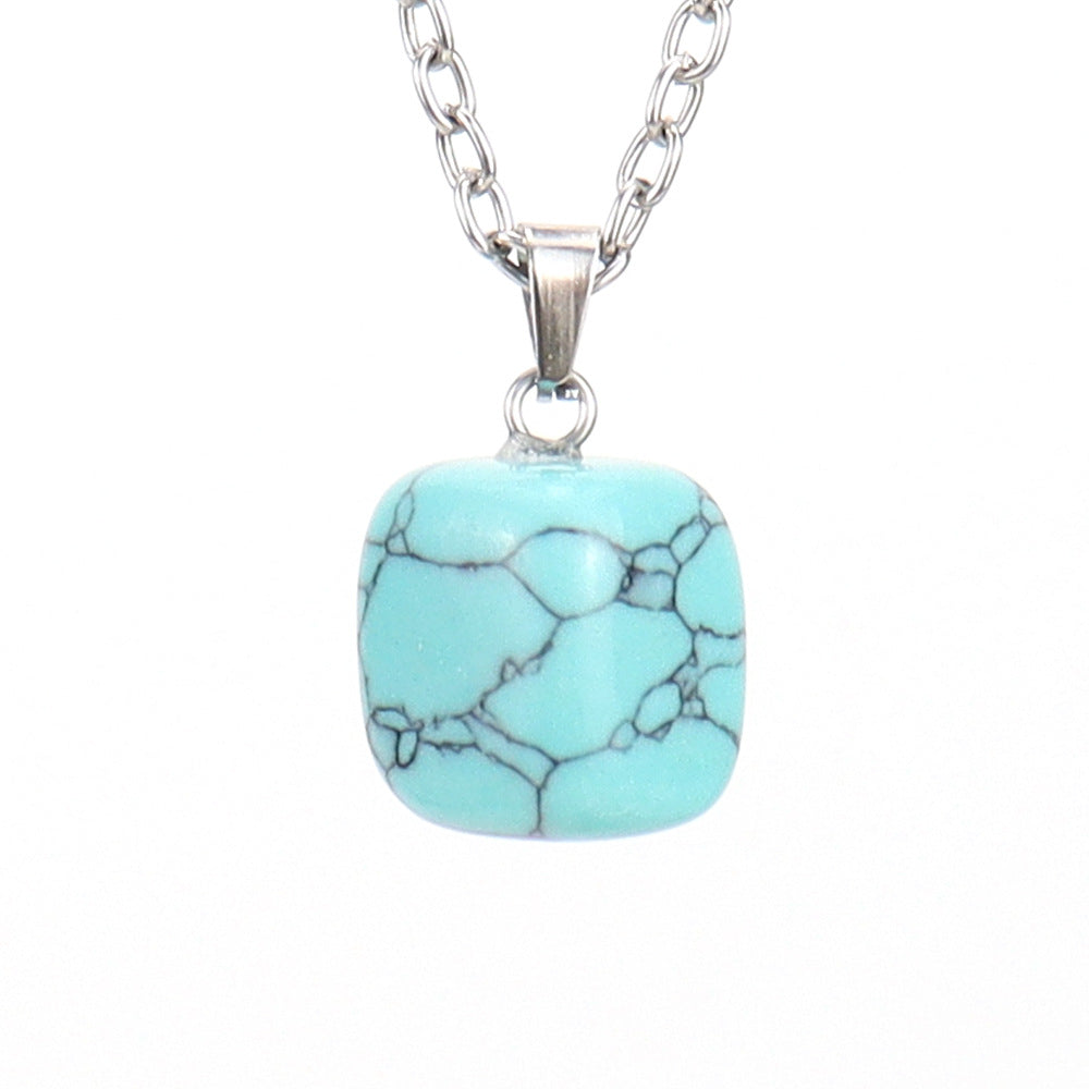 Crystal Tumbled Stones Pendant Necklaces GEMROCKY-Jewelry-Turquoise-