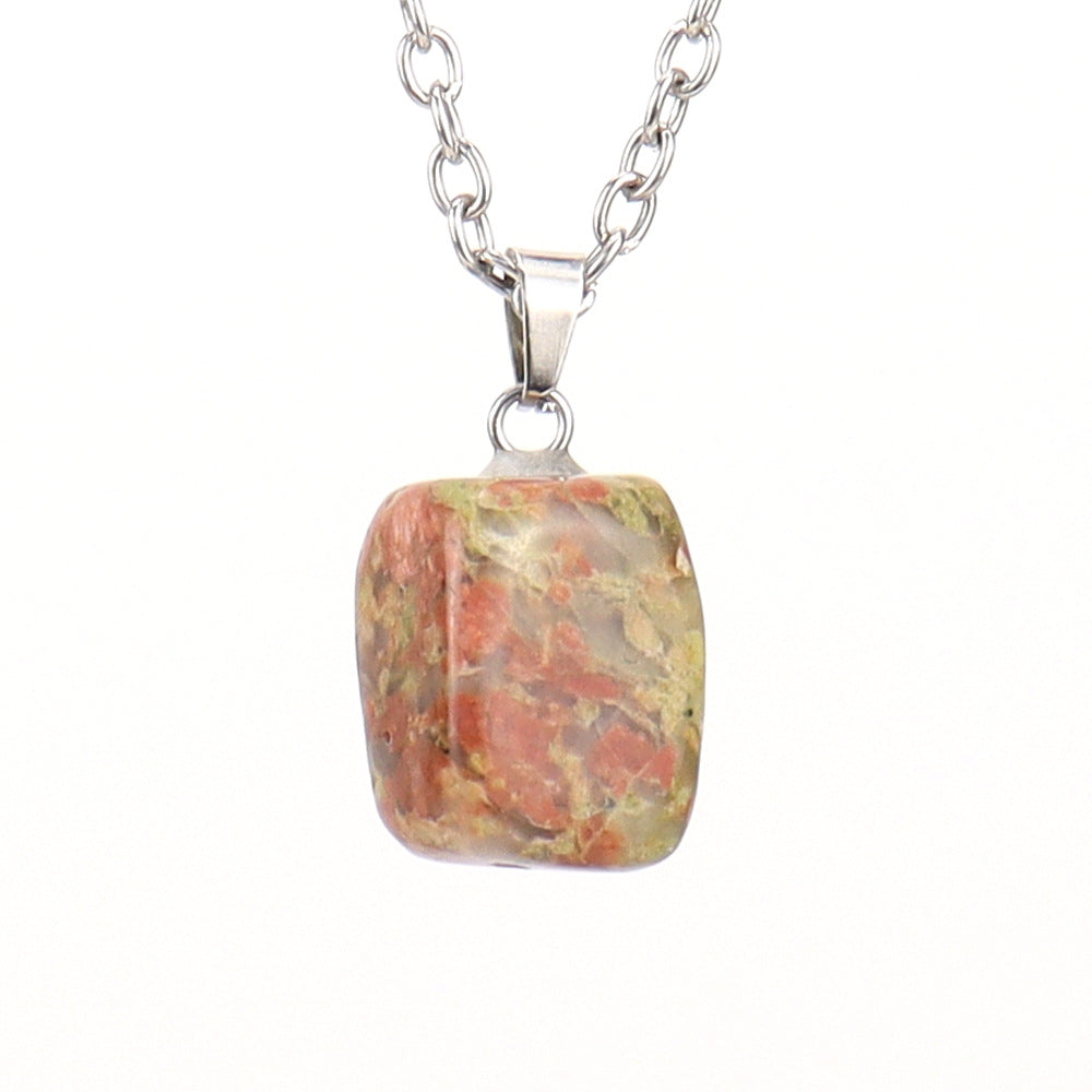 Crystal Tumbled Stones Pendant Necklaces GEMROCKY-Jewelry-Unakite-