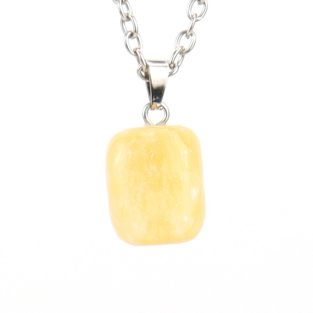 Crystal Tumbled Stones Pendant Necklaces GEMROCKY-Jewelry-Yellow Jade-