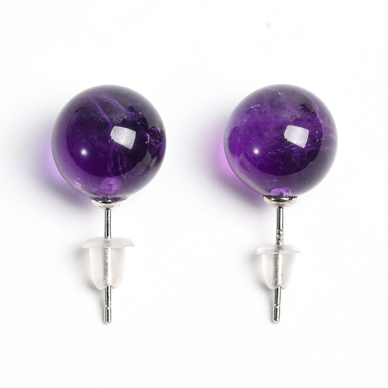 Crystal Uruguay Amethyst Sphere Eardrop Earrings GEMROCKY-Jewelry-Earring-