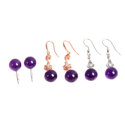 Crystal Uruguay Amethyst Sphere Eardrop Earrings GEMROCKY-Jewelry-