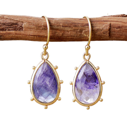 Crystal Waterdrop Eardrop Earrings GEMROCKY-Jewelry-Amethyst-