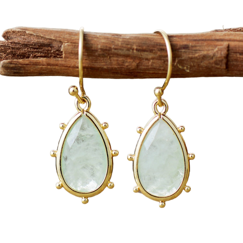 Crystal Waterdrop Eardrop Earrings GEMROCKY-Jewelry-Green Fluorite-