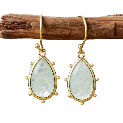 Crystal Waterdrop Eardrop Earrings GEMROCKY-Jewelry-Green Fluorite-