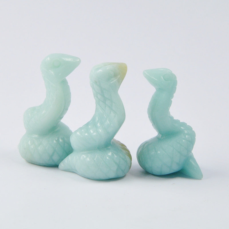 Crytal Cobra Snake 1.5 Inch Carvings GEMROCKY-Carvings-Amazonite-