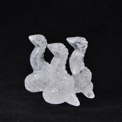 Crytal Cobra Snake 1.5 Inch Carvings GEMROCKY-Carvings-Clear Quartz-