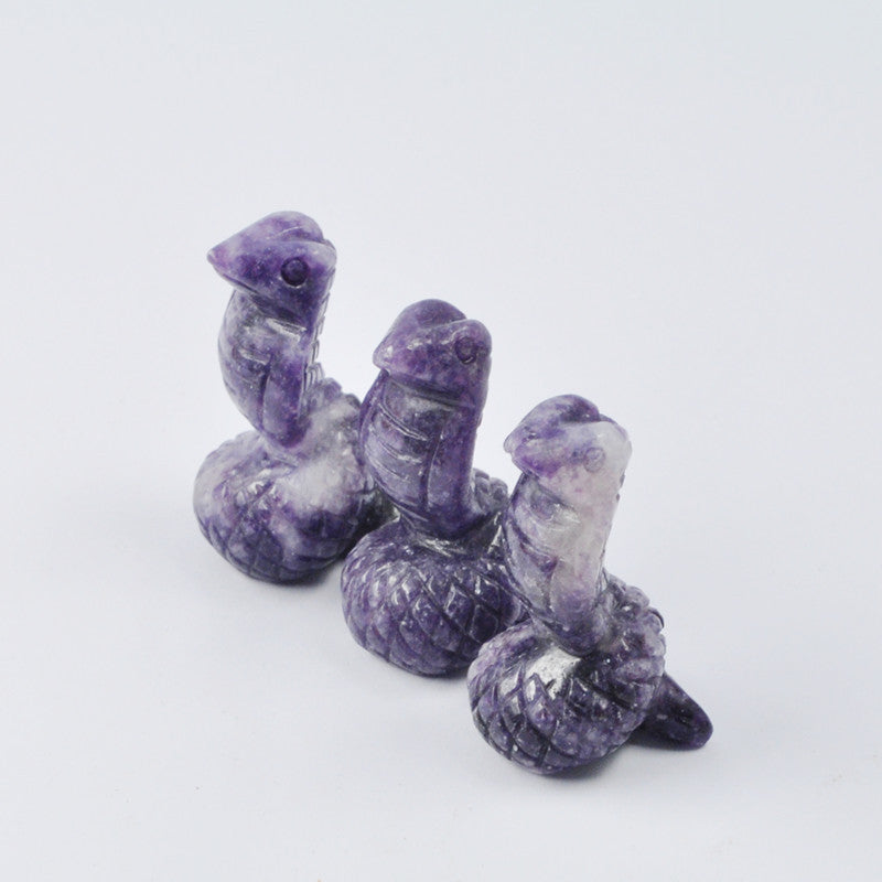 Crytal Cobra Snake 1.5 Inch Carvings GEMROCKY-Carvings-Lepidolite-