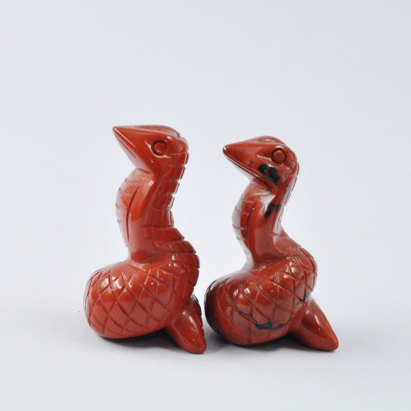 Crytal Cobra Snake 1.5 Inch Carvings GEMROCKY-Carvings-Red Jasper-