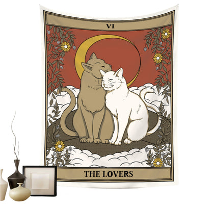 Cute Cat Decor Bohemian Style Tapestry GEMROCKY-Decoration-73*95cm (brushed hair)-THE LOVERS-