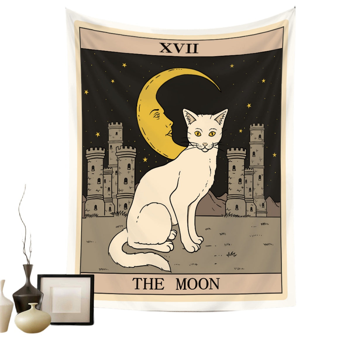 Cute Cat Decor Bohemian Style Tapestry GEMROCKY-Decoration-73*95cm (brushed hair)-THE MOON-