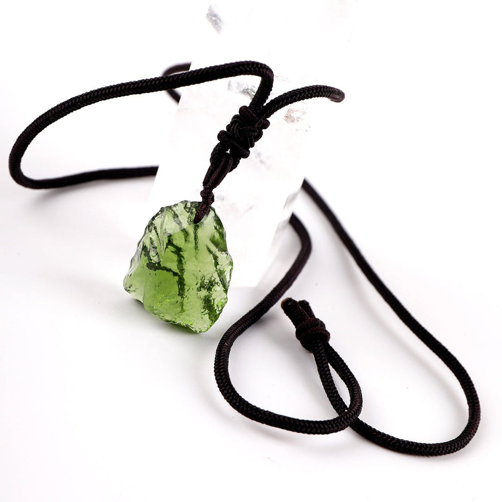 Czech Rough Green Quartz Pendant Necklaces GEMROCKY-Jewelry-