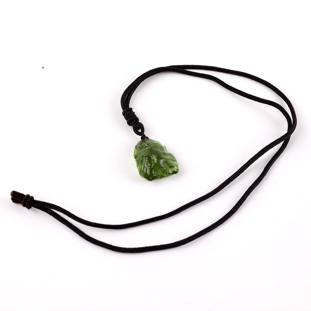 Czech Rough Green Quartz Pendant Necklaces GEMROCKY-Jewelry-
