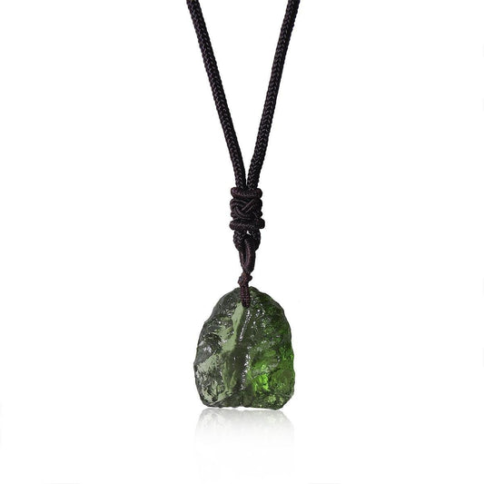 Czech Rough Green Quartz Pendant Necklaces GEMROCKY-Jewelry-