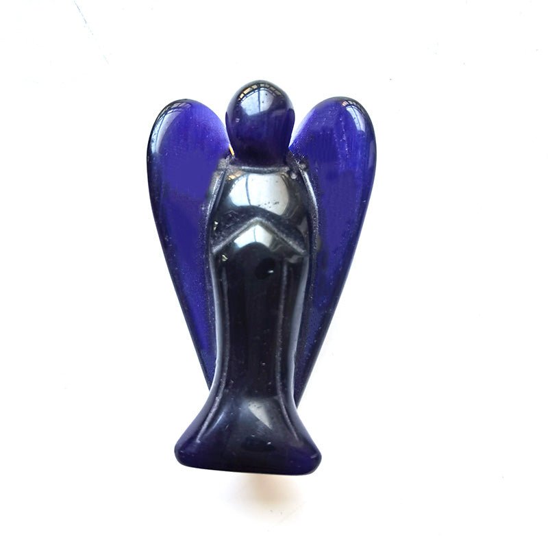 Dark Blue Cat Eye Stone Angel 3 Inch GEMROCKY-Carvings-