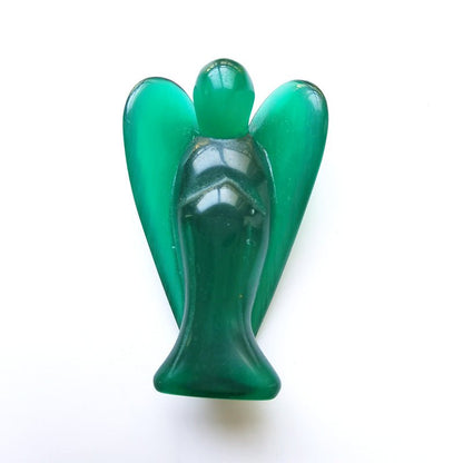 Dark Green Cat Eye Stone Angel 3 Inch GEMROCKY-Carvings-