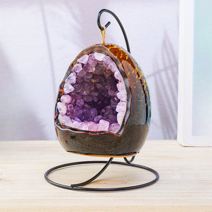 Dinosaur Eggs Crystal Cluster Lamp Bedside Light Home Ornaments GEMROCKY-Amethyst-GEMROCKY