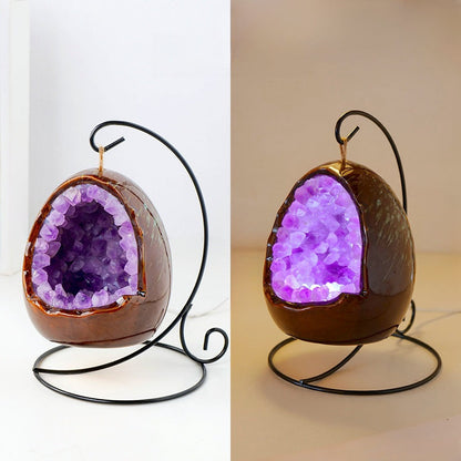 Dinosaur Eggs Crystal Cluster Lamp Bedside Light Home Ornaments GEMROCKY-Amethyst Teeth-GEMROCKY