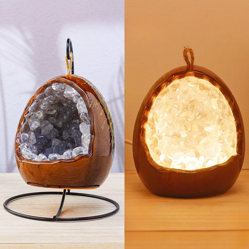 Dinosaur Eggs Crystal Cluster Lamp Bedside Light Home Ornaments GEMROCKY-Clear Quartz-GEMROCKY