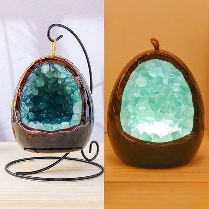 Dinosaur Eggs Crystal Cluster Lamp Bedside Light Home Ornaments GEMROCKY-Green Fluorite-GEMROCKY