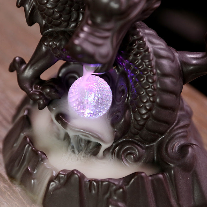 Dragon Carving Backflow Incense Burner with LED Light Home Decor Ornaments GEMROCKY-Psychic-