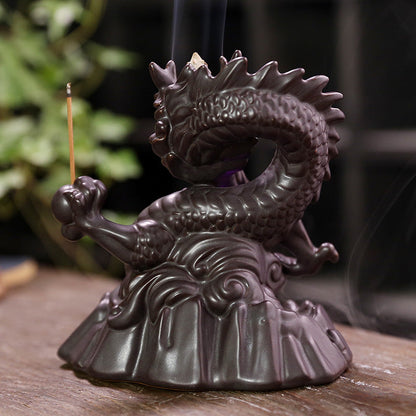 Dragon Carving Backflow Incense Burner with LED Light Home Decor Ornaments GEMROCKY-Psychic-