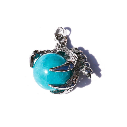 Dragon Claw Ball Pendants for Necklace GEMROCKY-Jewelry-Blue Agate Silver-