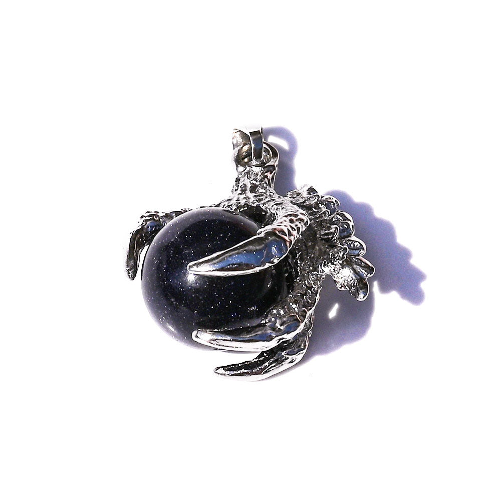 Dragon Claw Ball Pendants for Necklace GEMROCKY-Jewelry-Blue Sandstone Silver-