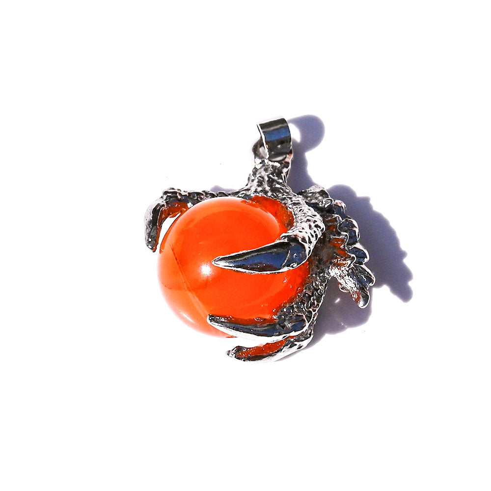 Dragon Claw Ball Pendants for Necklace GEMROCKY-Jewelry-Red Agate Silver-