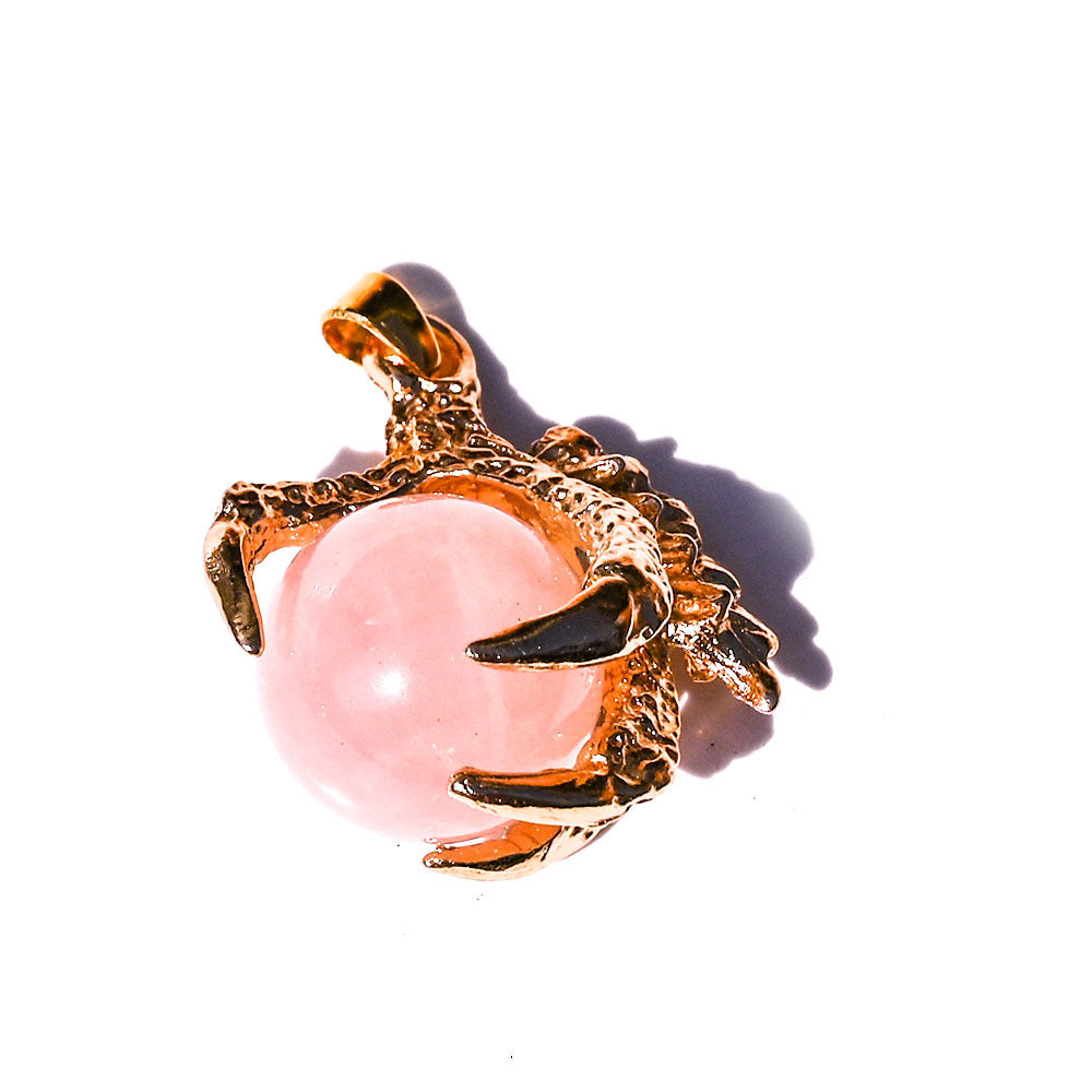 Dragon Claw Ball Pendants for Necklace GEMROCKY-Jewelry-Rose Quartz Golden-