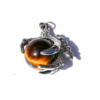 Dragon Claw Ball Pendants for Necklace GEMROCKY-Jewelry-Tiger Eye Stone Silver-