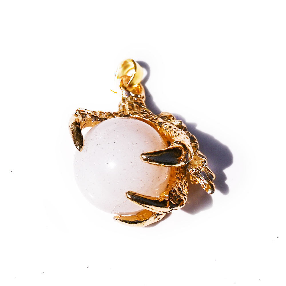 Dragon Claw Ball Pendants for Necklace GEMROCKY-Jewelry-White Agate Golden-