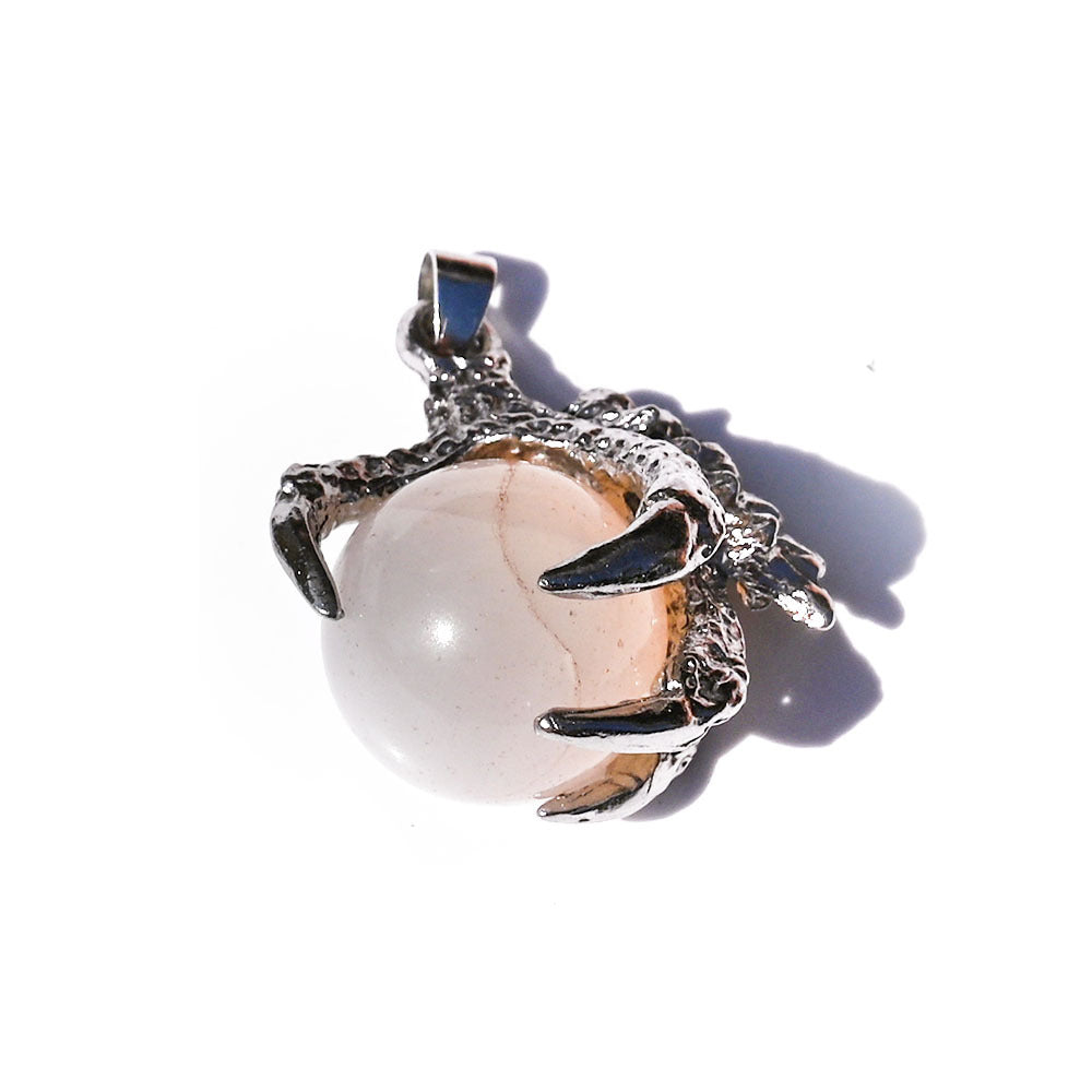 Dragon Claw Ball Pendants for Necklace GEMROCKY-Jewelry-White Agate Silver-