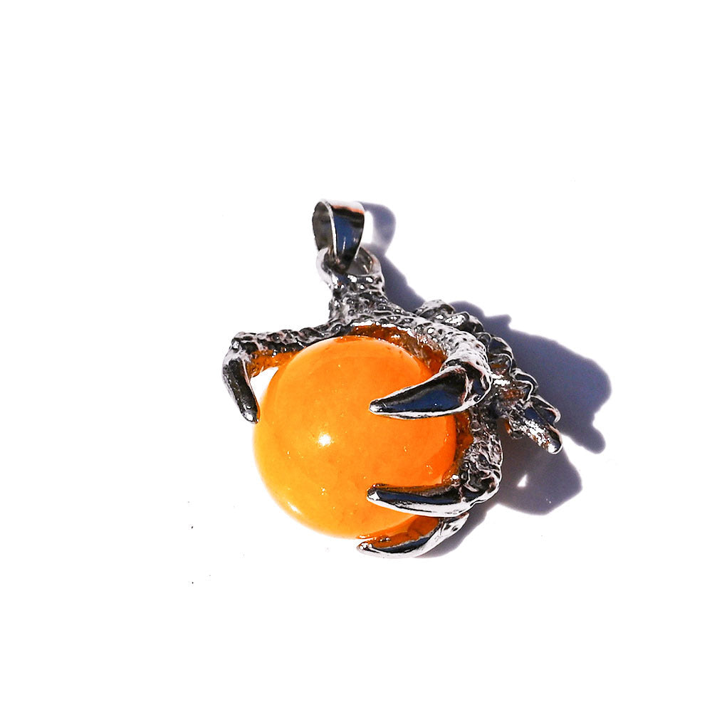 Dragon Claw Ball Pendants for Necklace GEMROCKY-Jewelry-Yellow Agate Silver-