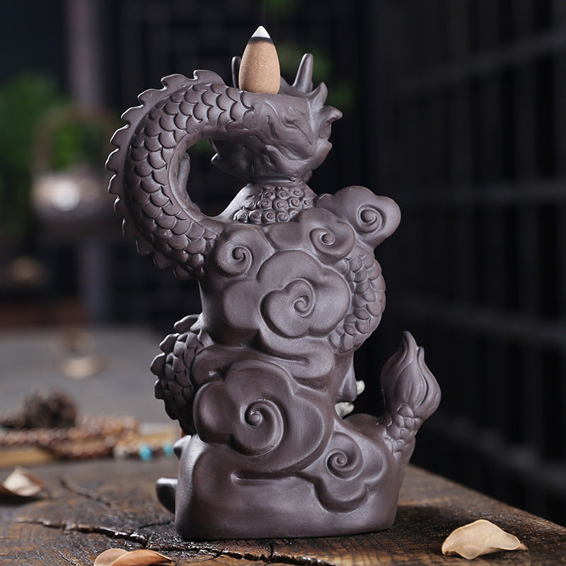 Dragon on Guanyin Buddha Backflow Incense Burner Home Decor Ornaments GEMROCKY-Psychic-