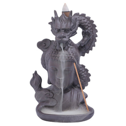 Dragon on Guanyin Buddha Backflow Incense Burner Home Decor Ornaments GEMROCKY-Psychic-