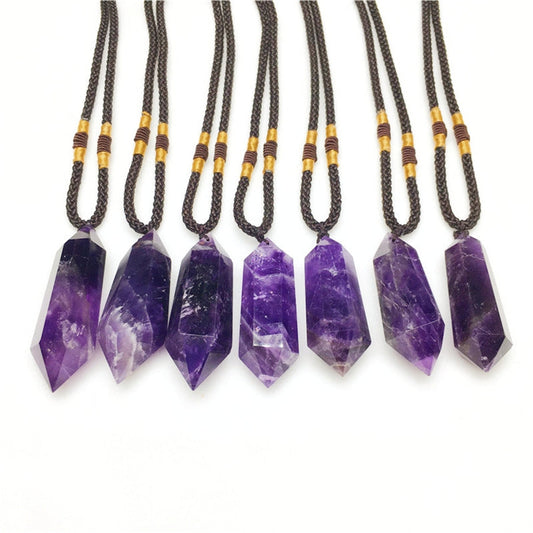 Dream Amethyst Double Points Necklaces GEMROCKY-Jewelry-