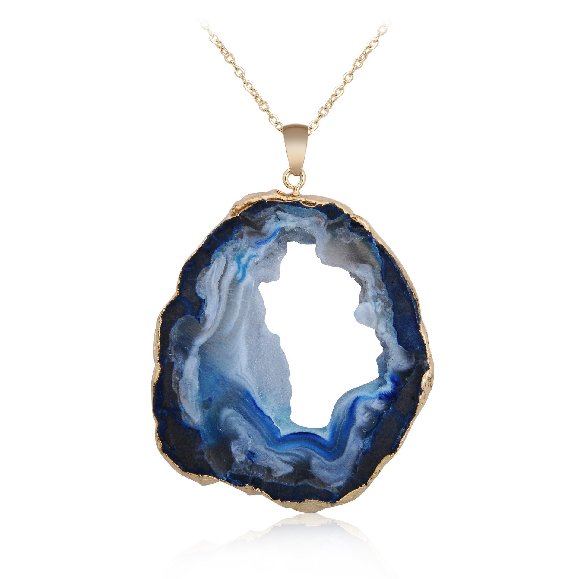 Druzy Agate Slice Gilt Edge Pendants for Necklace GEMROCKY-Jewelry-Blue-