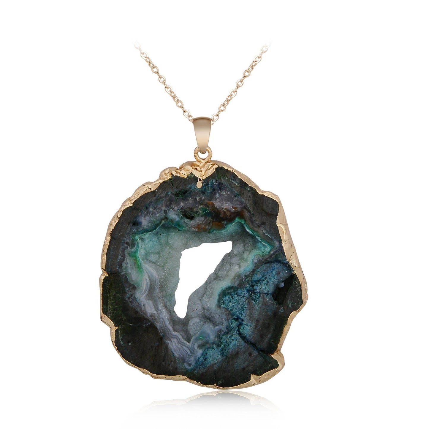 Druzy Agate Slice Gilt Edge Pendants for Necklace GEMROCKY-Jewelry-Green-