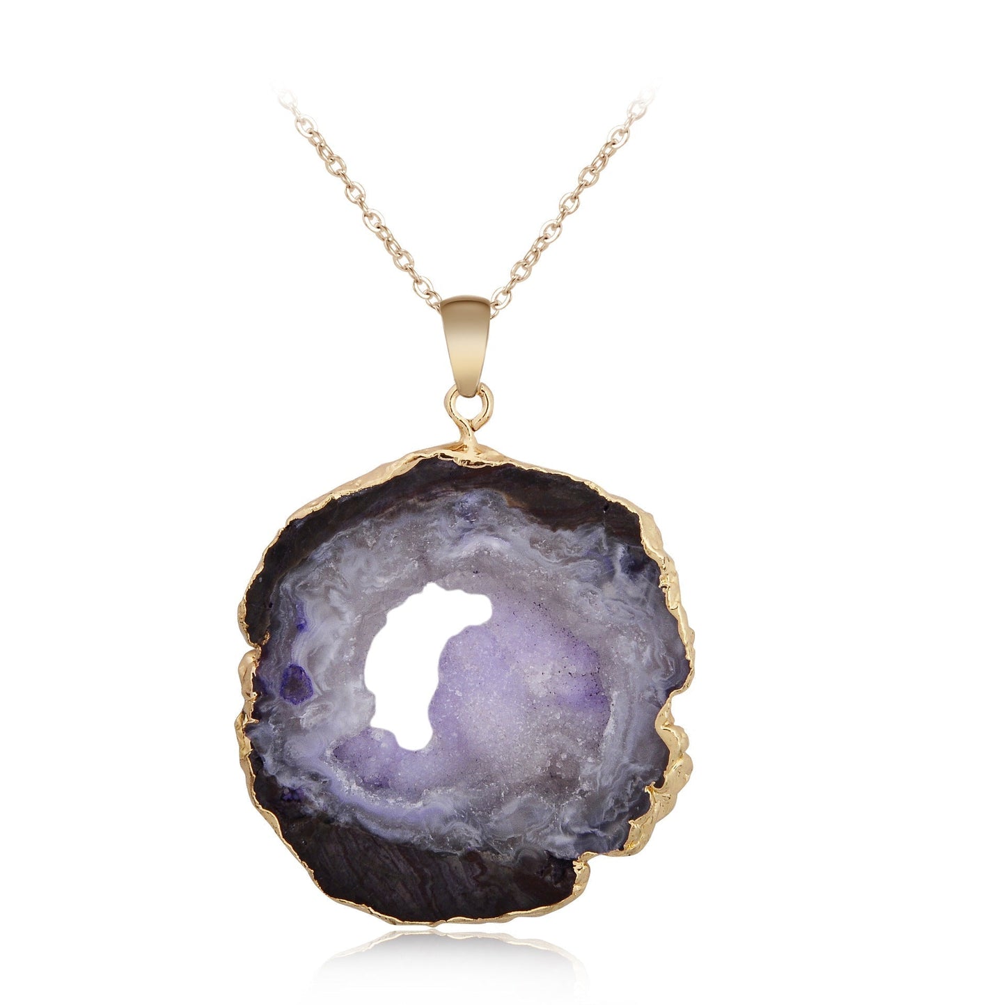 Druzy Agate Slice Gilt Edge Pendants for Necklace GEMROCKY-Jewelry-Purple-