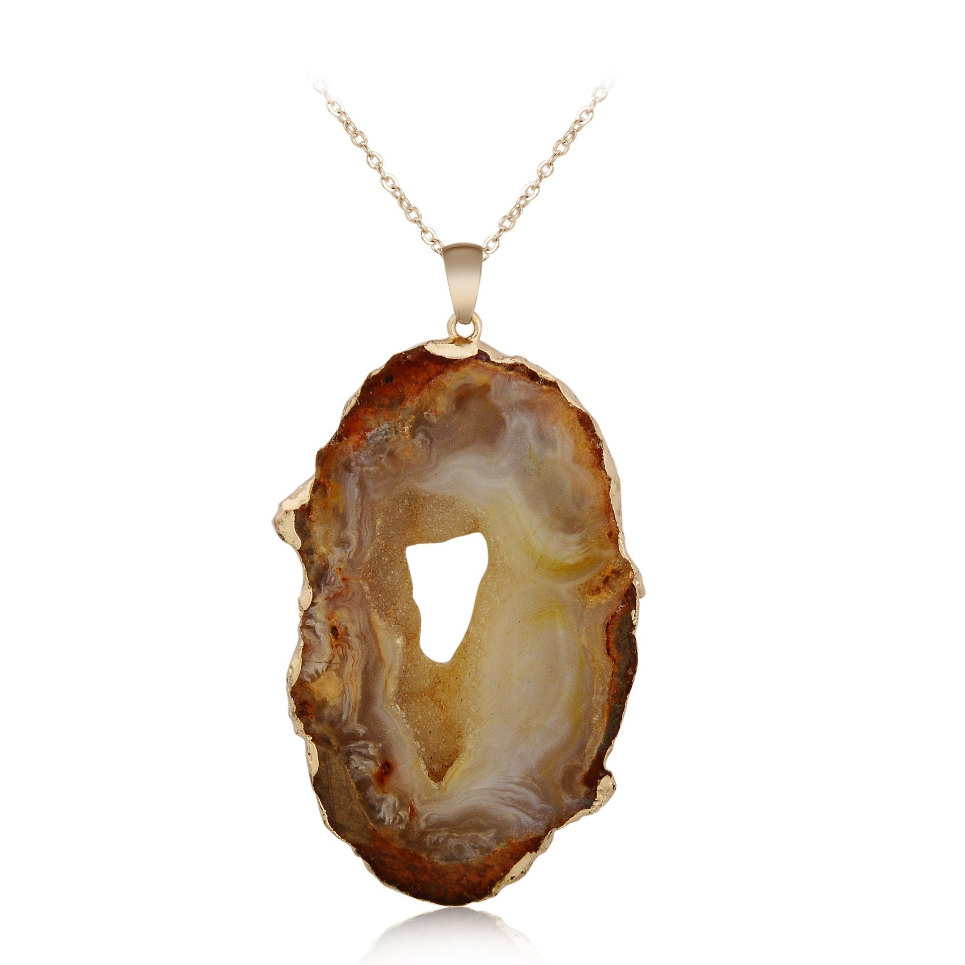 Druzy Agate Slice Gilt Edge Pendants for Necklace GEMROCKY-Jewelry-Yellow-