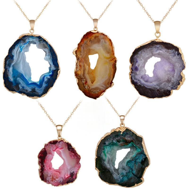 Druzy Agate Slice Gilt Edge Pendants for Necklace GEMROCKY-Jewelry-