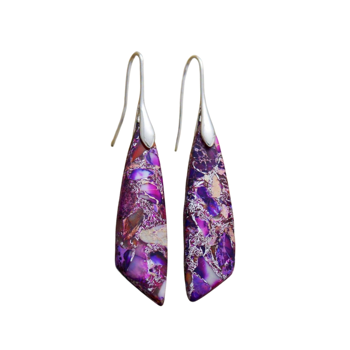 Emperor Stone Bohemian Geometry Eardrop Earrings GEMROCKY-Jewelry-Purple Silver-